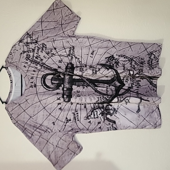 Light In The Box Other - Nautical Voyage Anchor Script Mens Graphic T Shirt Dry Fit Grey Size 2XL